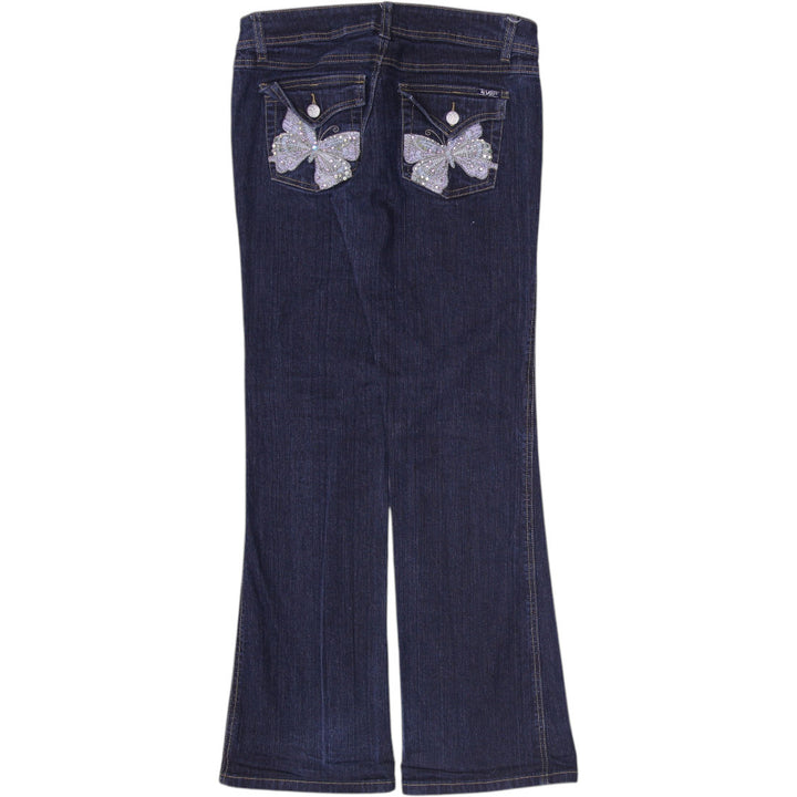 Y2K Ladies Revolt Jeans Blue Butterfly Embroidered Denim