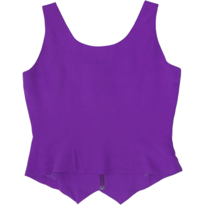 Y2K Ladies Dana Buchman 100% Silk Vest Top Vibrant Purple Tailored Sleeveless 10