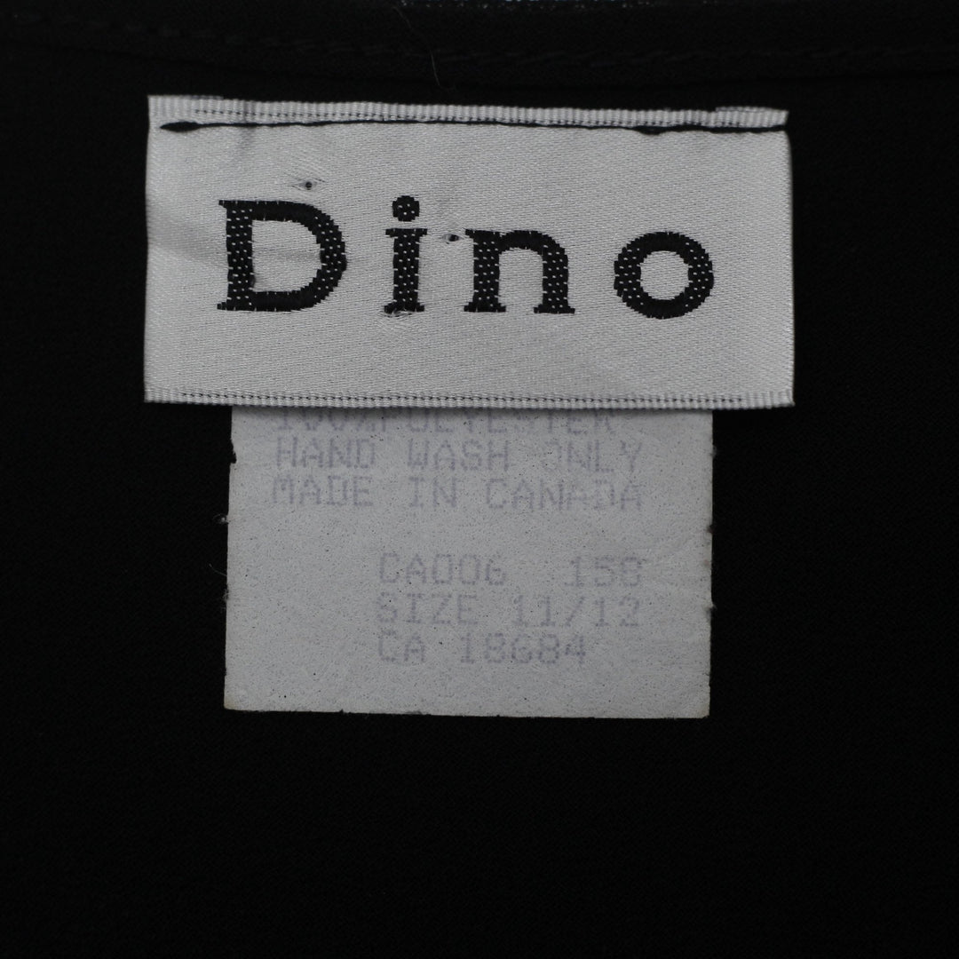 Y2K Ladies Dino Layered Black Mesh Cami Top Double Straps Size 11/12 Made Canada