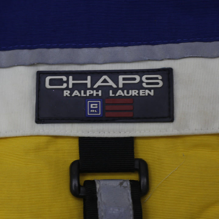 Vintage Chaps Ralph Lauren Puffer Jacket Blue Yellow Multi Pocket M