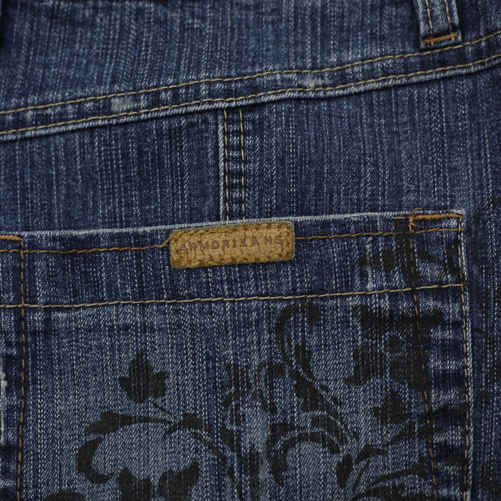 Y2K Ladies Armor Jeans Embroidered Denim Midi Skirt Size 11/12