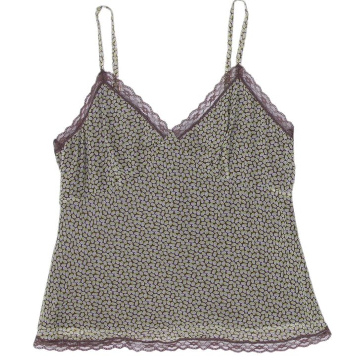Y2K Ladies Express Camisole Brown Lace Floral Stretchable Size L