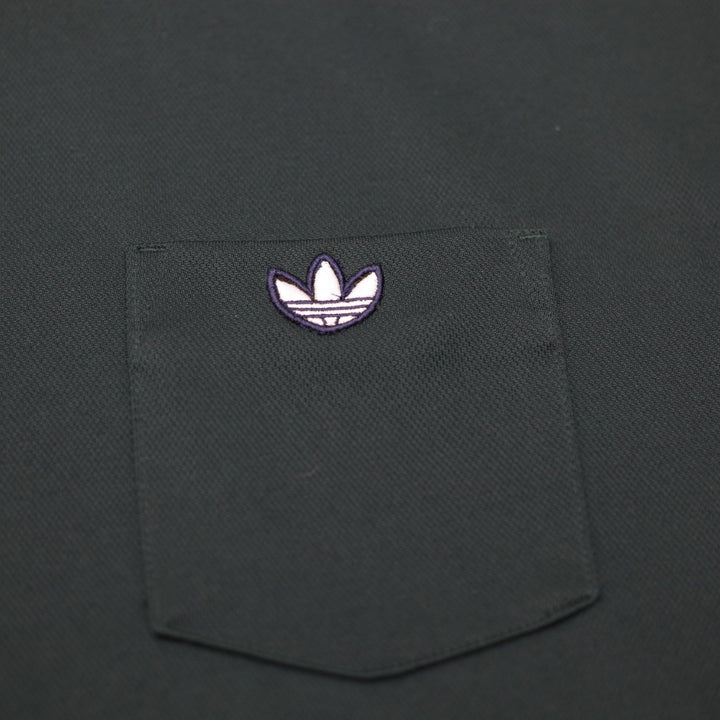 Mens Adidas Logo Pocket T-Shirt Green Striped Crew Neck Size L