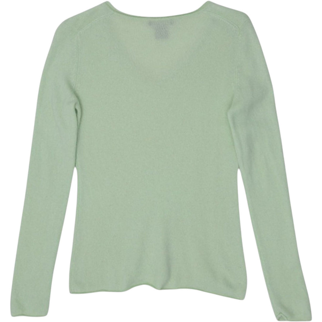 Ladies Lord & Taylor Cashmere Sweater Pastel Green V-Neck Knit