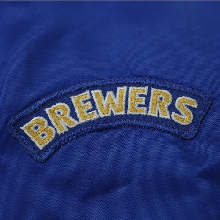 Vintage 90s Starter MLB Milwaukee Brewers Button Up Satin Jacket Size L | Migration_Jackets - Detail View | Fashion Rerun