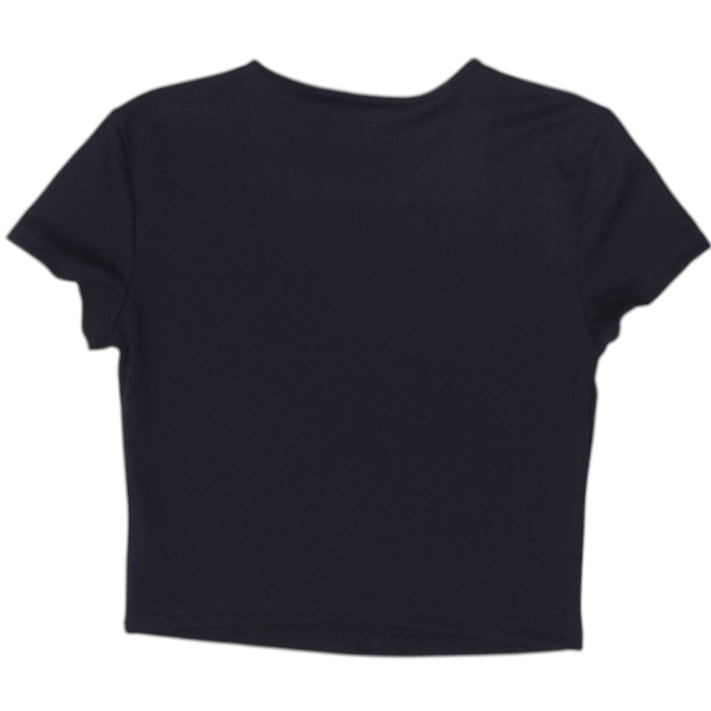 Y2K Ladies Bebe Rhinestone Logo Crop Top Size M | Migration_Y2K Tops - Side View | Fashion Rerun