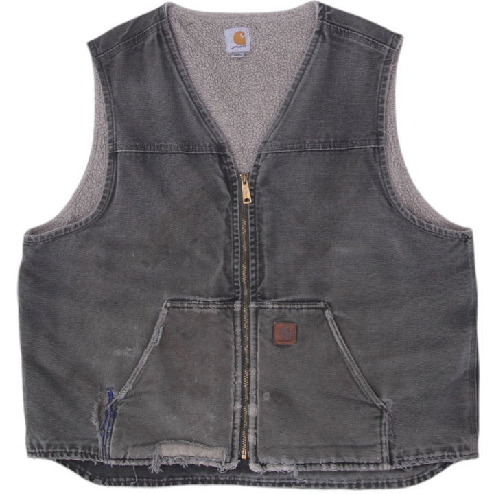 Vintage V26 MOS Carhartt Olive Workwear Utility Zipper Sherpa Lined Vest 2XL | Migration_Vests | Fashion Rerun