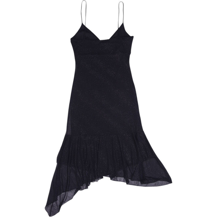 Y2K Ladies Slip Black Glitter Stretchable Slim Fit Long Dress Size M | Migration_Dresses - Side View | Fashion Rerun
