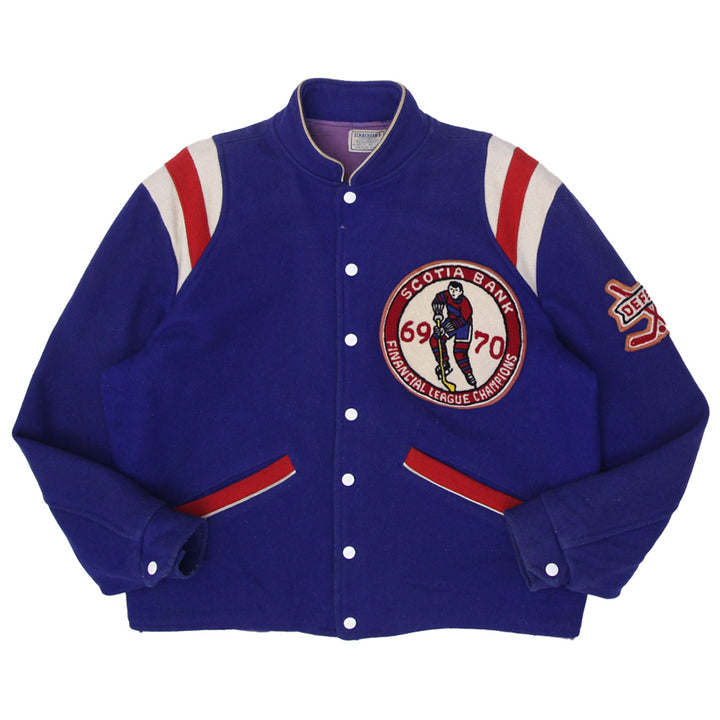 Vintage Schachter's Scotia Bank Financial League Champion Patch Wool Varsity Jacket