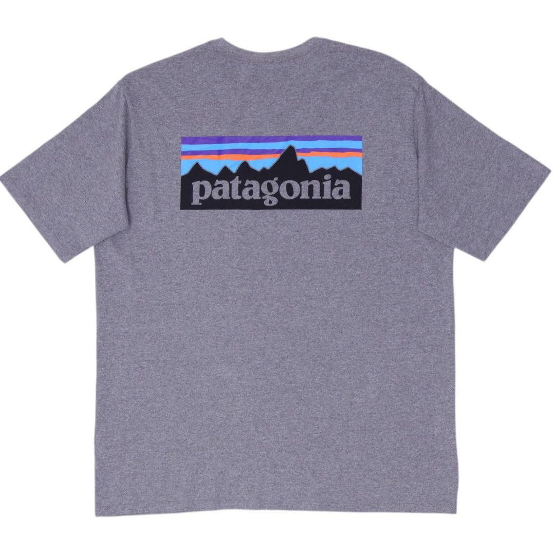 Mens Patagonia P-6 Logo Responsibili-Tee Gravel Heather Grey T-Shirt Size L
