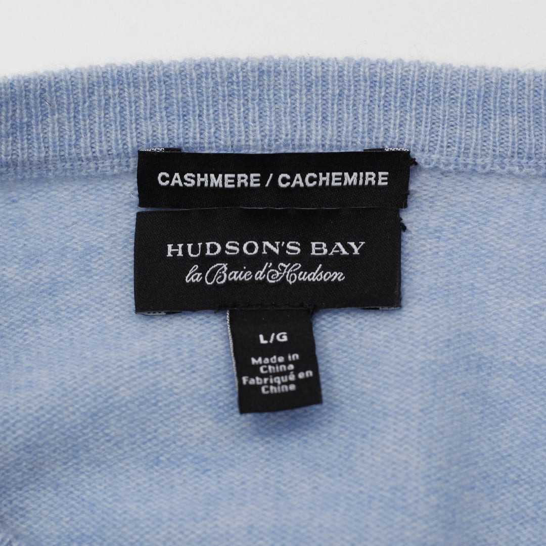 Mens Hudson's Bay 100% Pure Cashmere V-Neck Sweater Size L