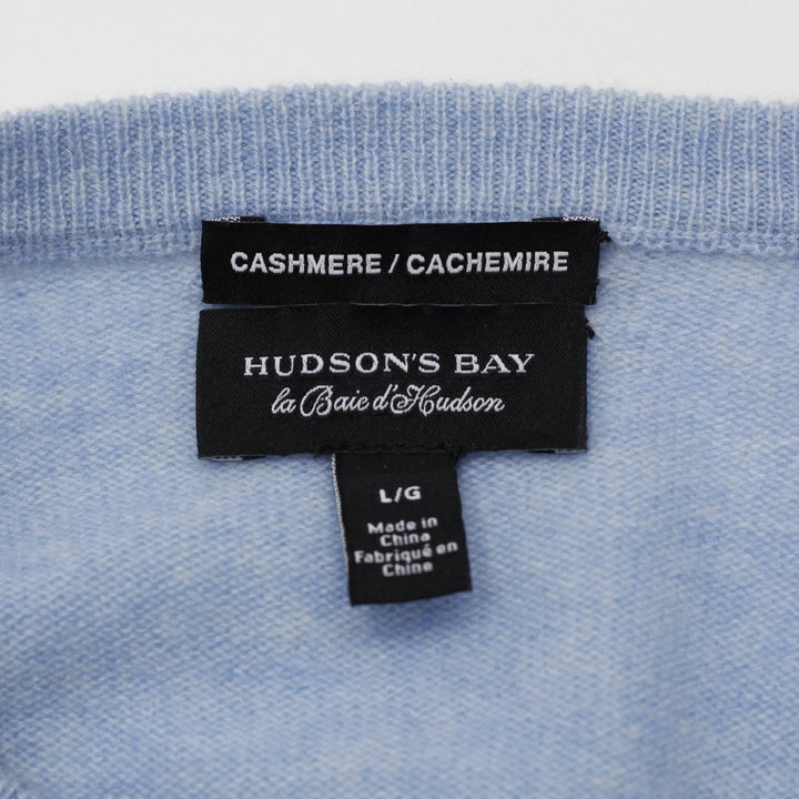 Mens Hudson's Bay 100% Pure Cashmere V-Neck Sweater Size L