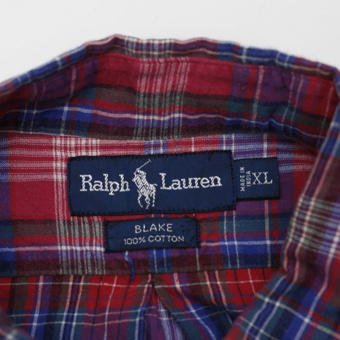 Mens Ralph Lauren Blake Short Sleeve Plaid Button Down Shirt Size XL