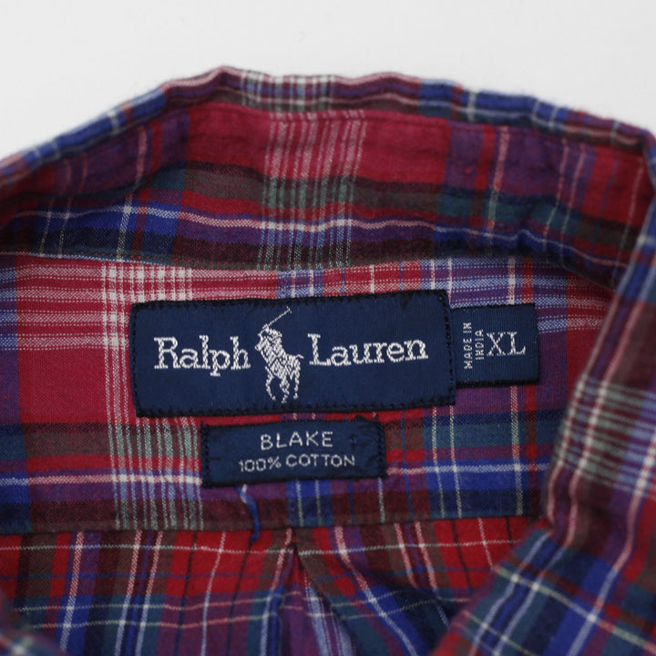 Mens Ralph Lauren Blake Short Sleeve Plaid Button Down Shirt Size XL