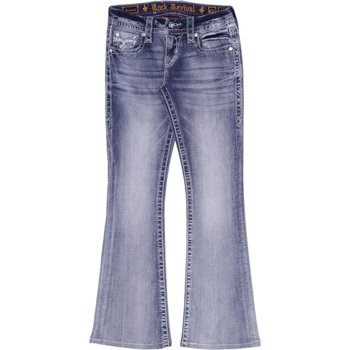 Y2K Ladies Rock Revival Sukara Bootcut Jeans Washed Blue Embellished