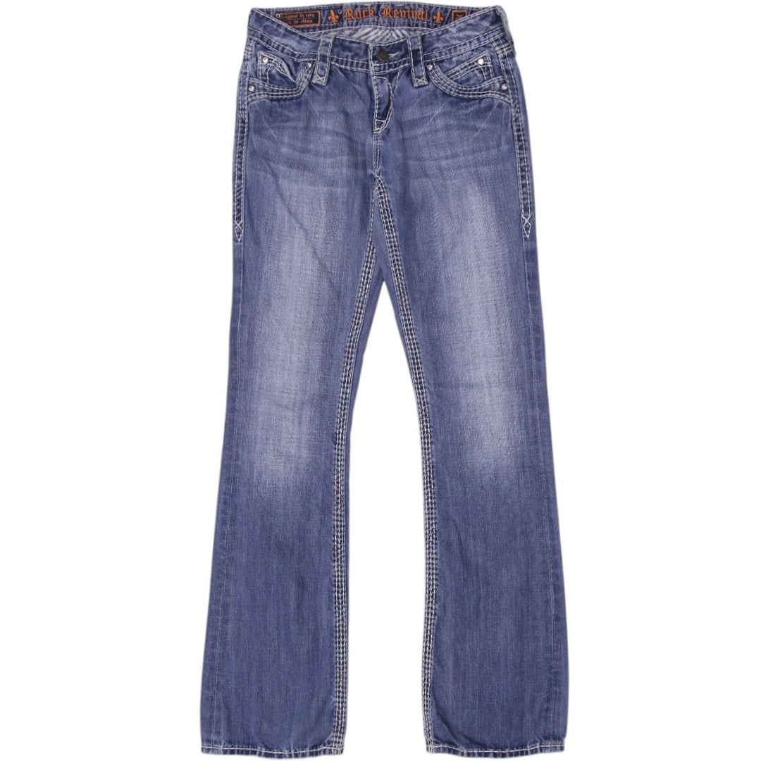 Y2K Ladies Rock Revival Embroidered Straight Blue Jeans Size 26 | Migration_Jeans & Pants | Fashion Rerun