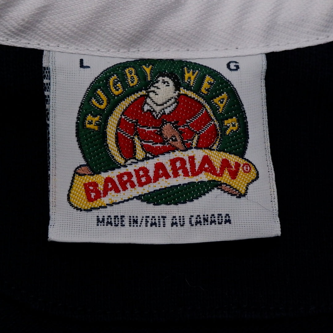 Vintage Mens Barbarian Rugby Striped Polo T-Shirt