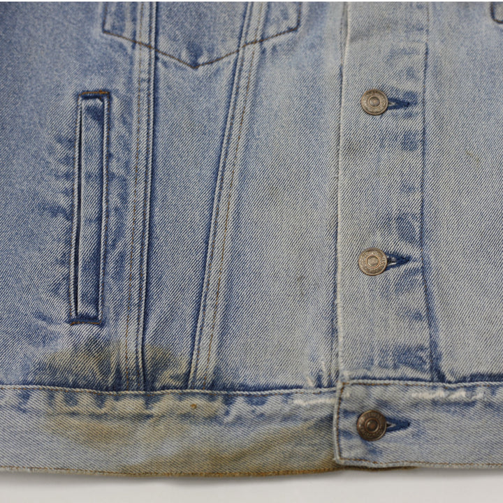 Vintage Levi Strauss Trucker Jacket Washed Blue Distressed Denim Size 48