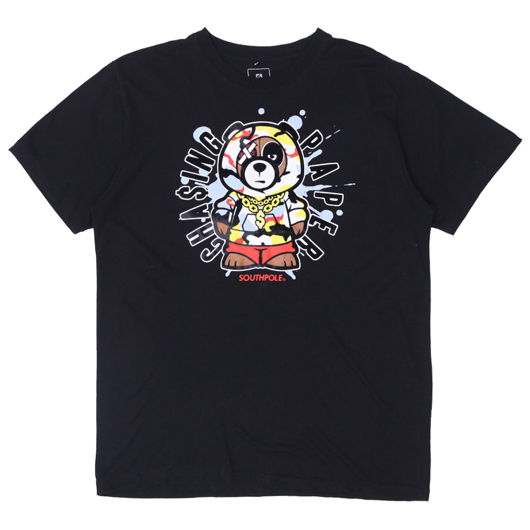 Mens Southpole Chasing Paper Bear Print Graphic T-Shirt - Fashion Rerun Vintage Migration_T-Shirt