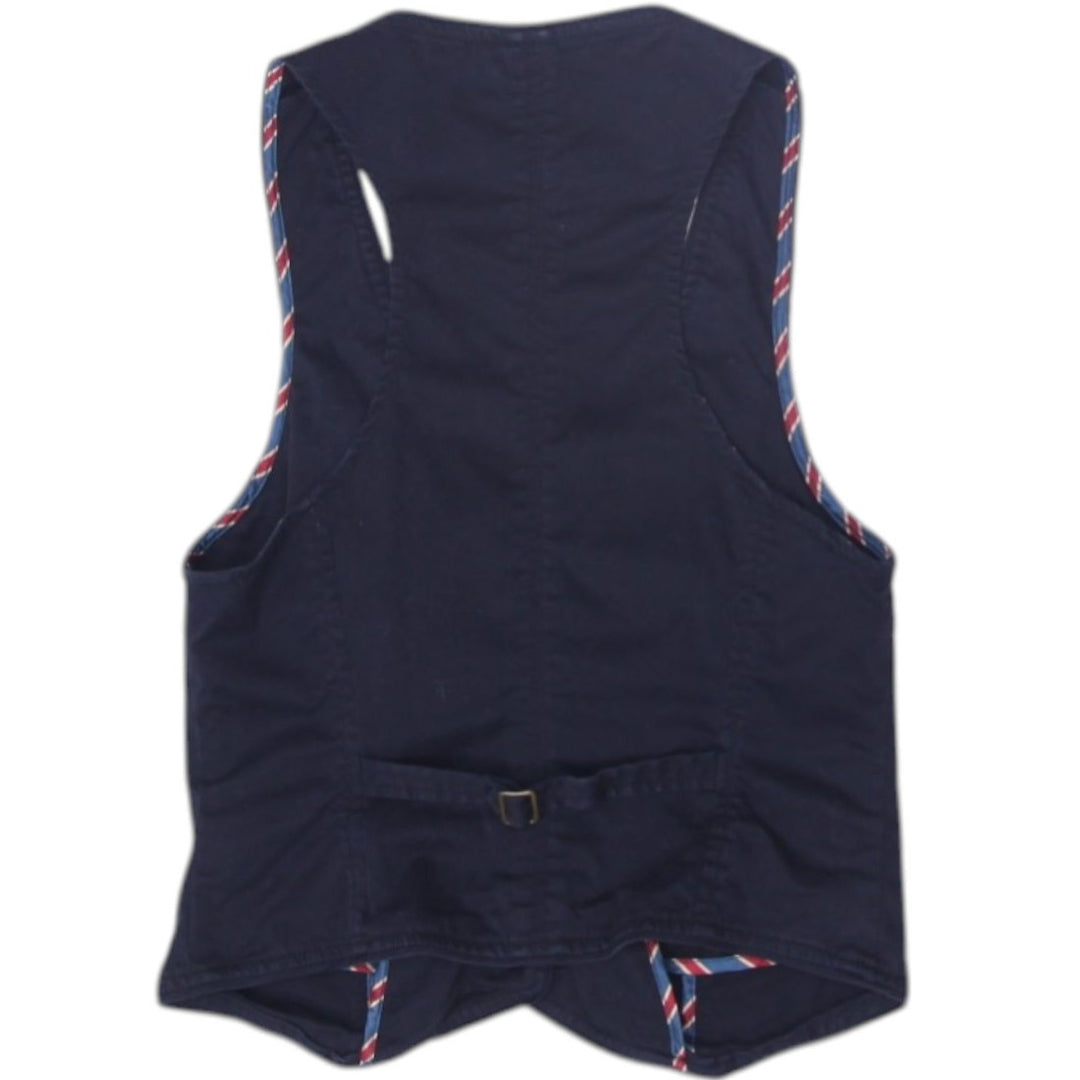 Y2K Ladies Guess Jeans Vest Black Button Down Striped Accent Waistcoat