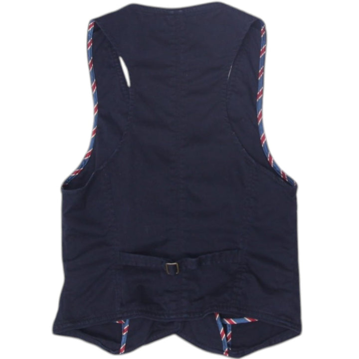 Y2K Ladies Guess Jeans Vest Black Button Down Striped Accent Waistcoat