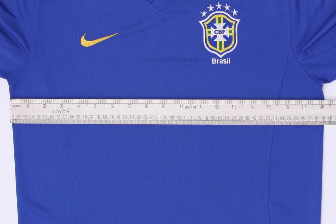 Youth Boys Nike Brazil 2008-10 Away Football Jersey Blue Size XL World Cup