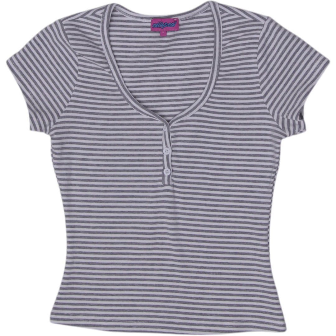 Y2K Ladies Edikted Striped Scoop-Neck Top Size S