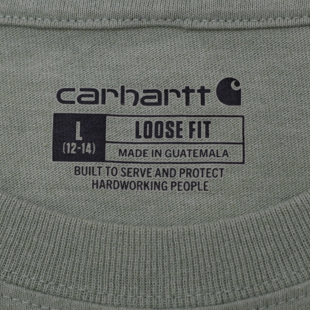 Ladies Carhartt K87 Workwear Short Sleeve Pocket Loose Fit T-Shirt Sage Green L