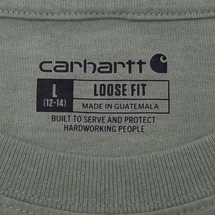 Ladies Carhartt K87 Workwear Short Sleeve Pocket Loose Fit T-Shirt Sage Green L