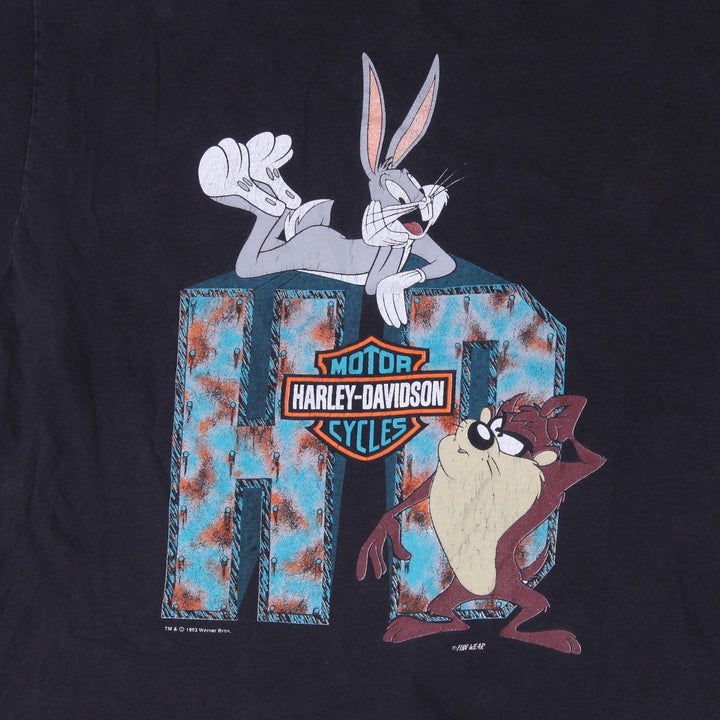 Harley Davidson Looney Tunes 1993 Single Stitch T-Shirt Vintage Black