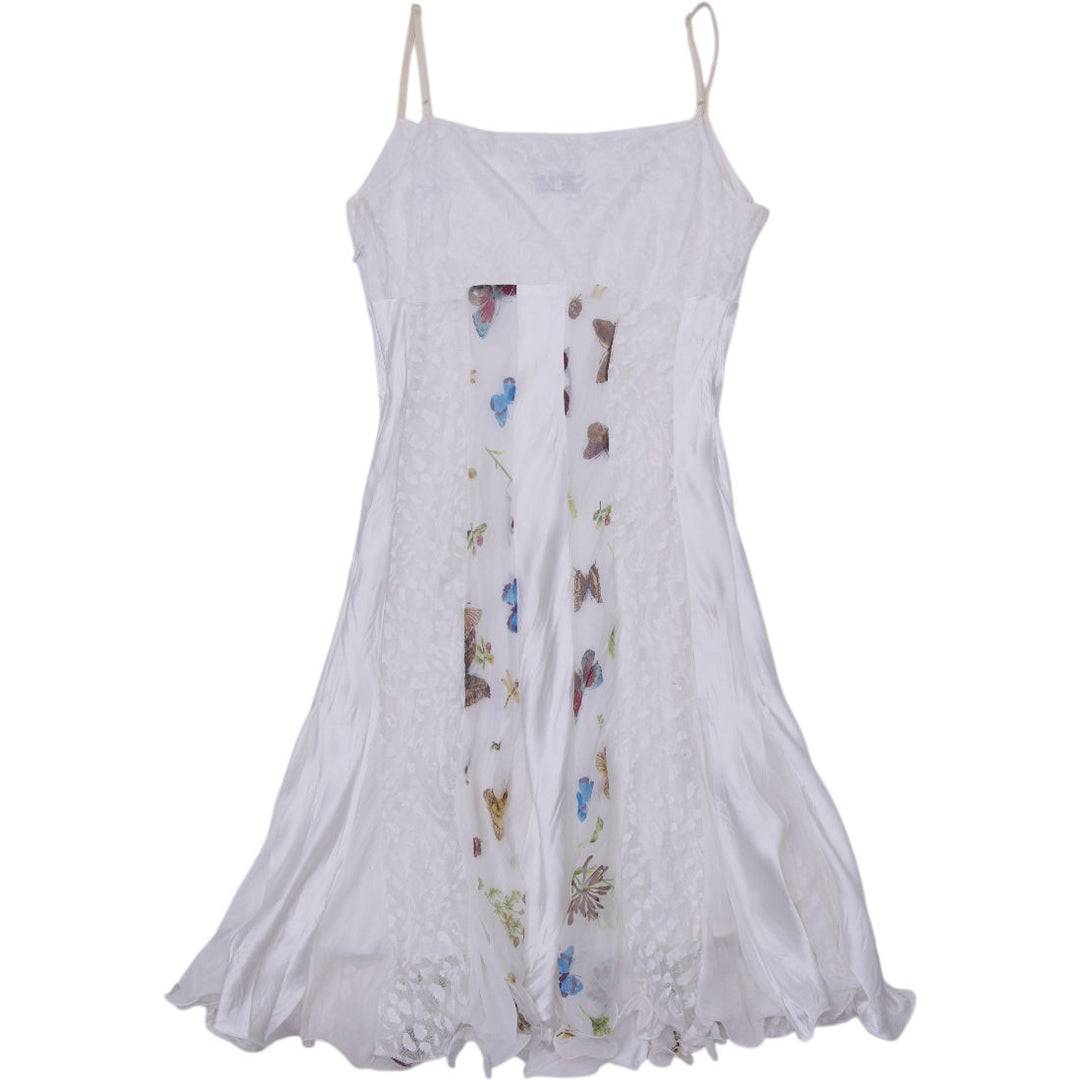 Y2K Ladies Poleneco Dress White Butterfly Floral Lace