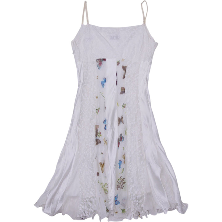 Y2K Ladies Poleneco Dress White Butterfly Floral Lace