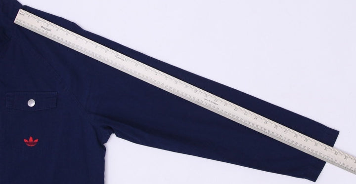 Mens Adidas Retro Jacket Cargo Trefoil Snap Chambray Travel Military