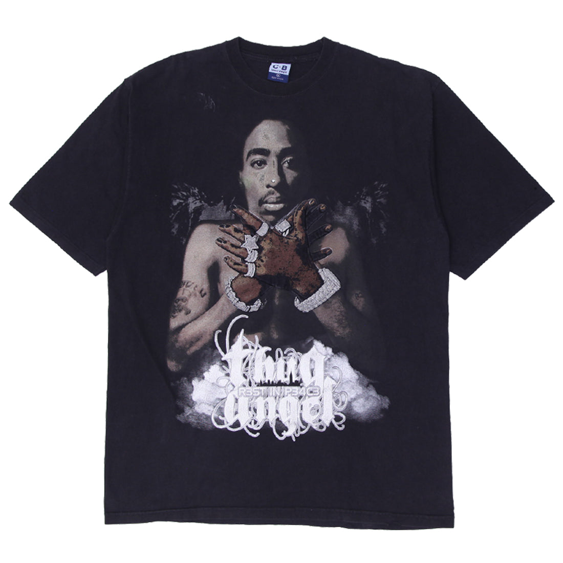 Shop Mens Tupac Shakur Thug Angel 3D Print Shirt 3XL Rap 90s Y2K