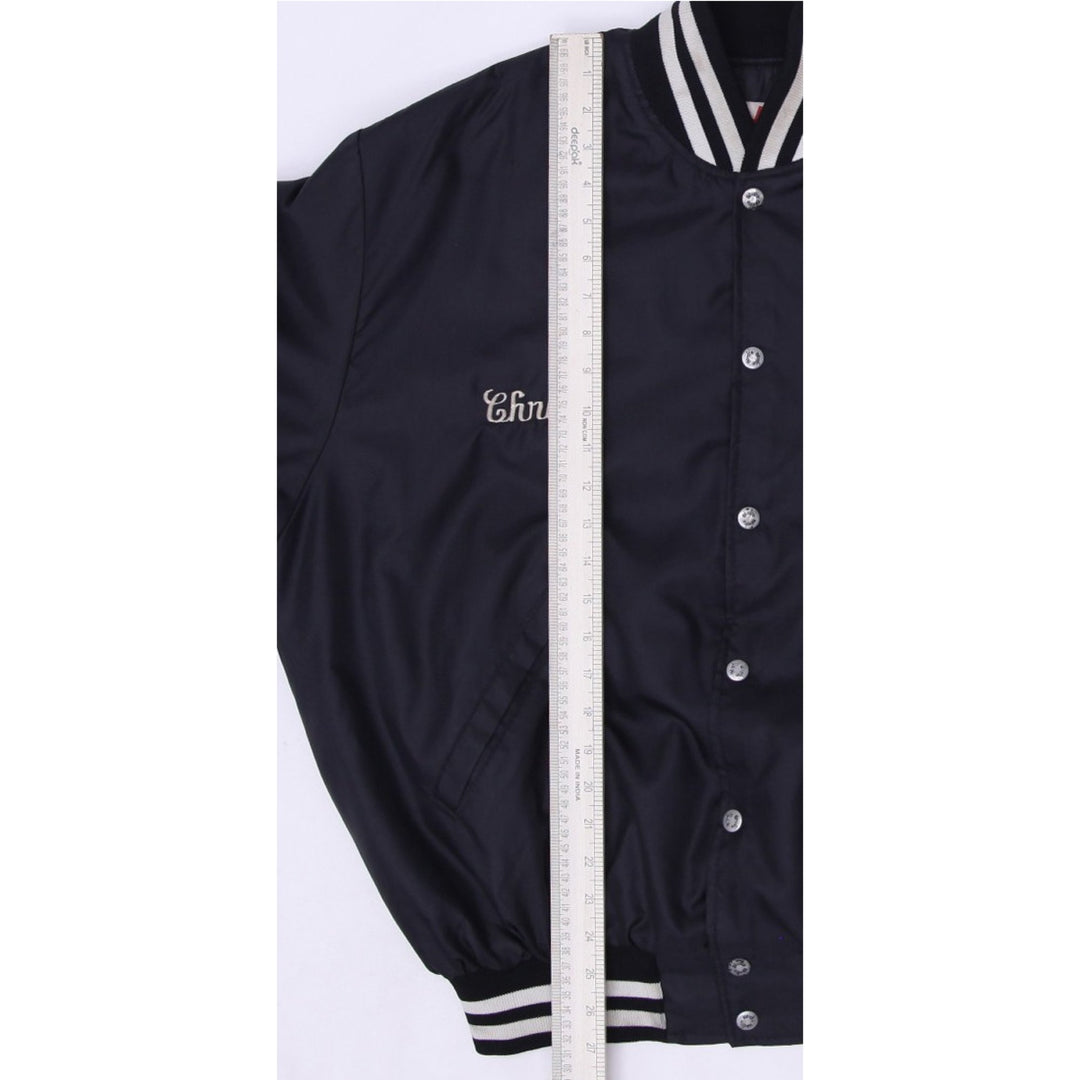 Vintage Mens Birdie Raiders Jacket Black Embroidered Football Made In USA