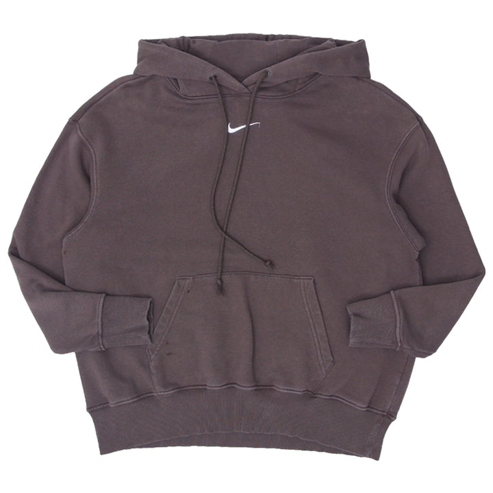 Mens Nike Center Swoosh Embroidered Pullover Hoodie Brown - Fashion Rerun Vintage Migration_Sweaters