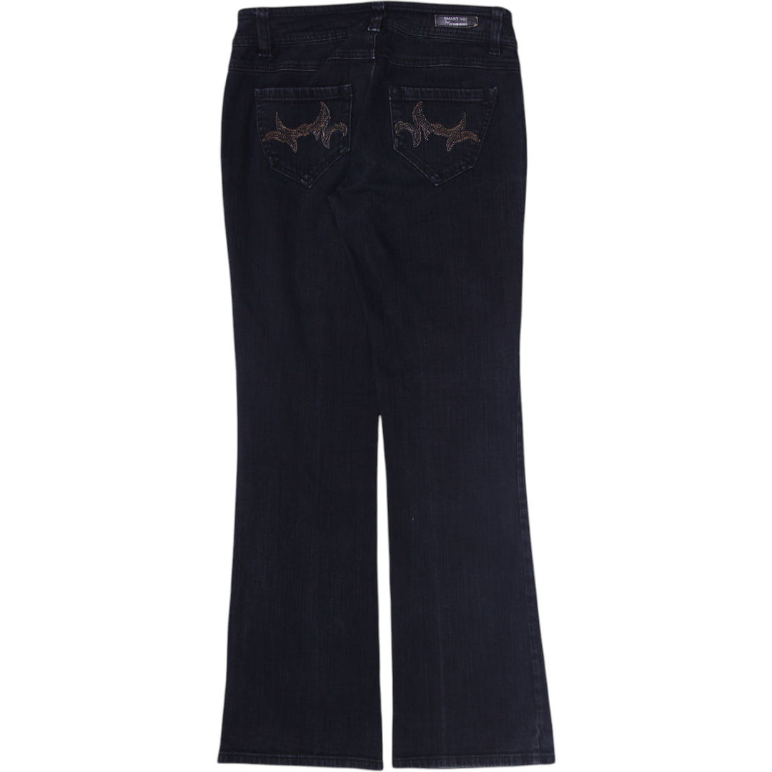 Y2K Ladies Parasuco Bootcut Jeans Black Embroidered Pockets