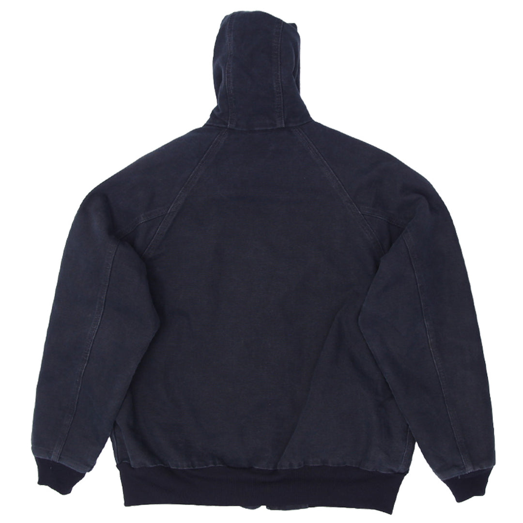 Mens J268 BLK Carhartt Zipper Hooded Quilt Lined Jacket