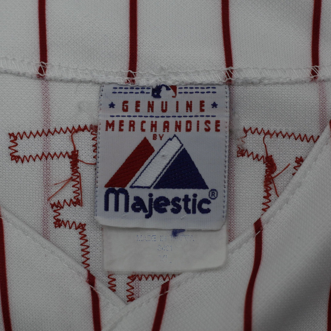 Vintage 00s Majestic Philadelphia Phillies Pinstripe Jersey Size XL | Migration_Jerseys - Back View | Fashion Rerun