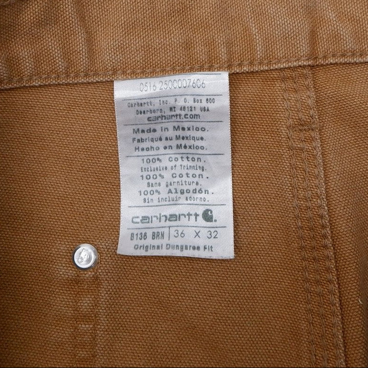 Mens Carhartt B136 BRN Original Dungaree Fit Double Knee Pants