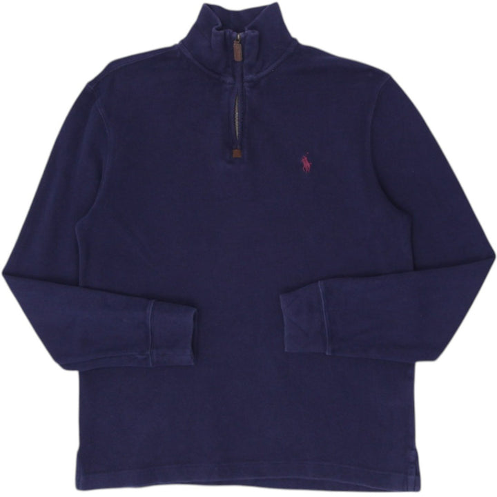 Mens Polo Ralph Lauren Quarter Zip Mock Neck Navy Sweater Small