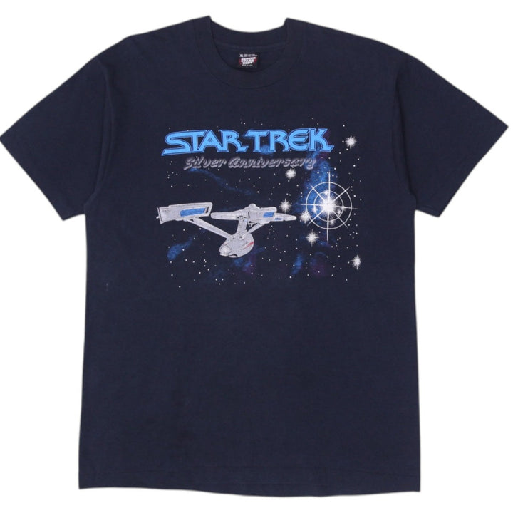 Vintage Star Trek Silver Anniversary Single Stitch Made In USA Black T-Shirt XL