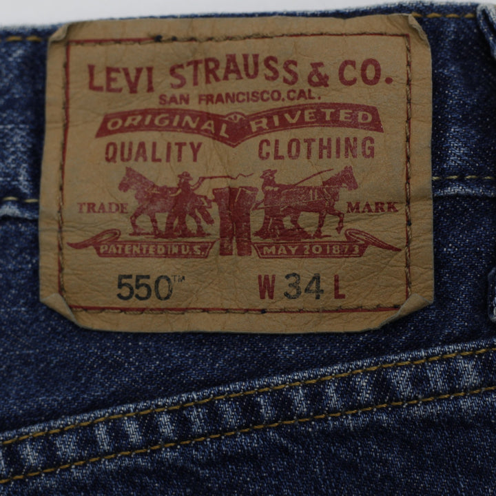 Mens Levi's 550 Relaxed Fit Denim Shorts Size W34 Medium Dark Wash Jorts