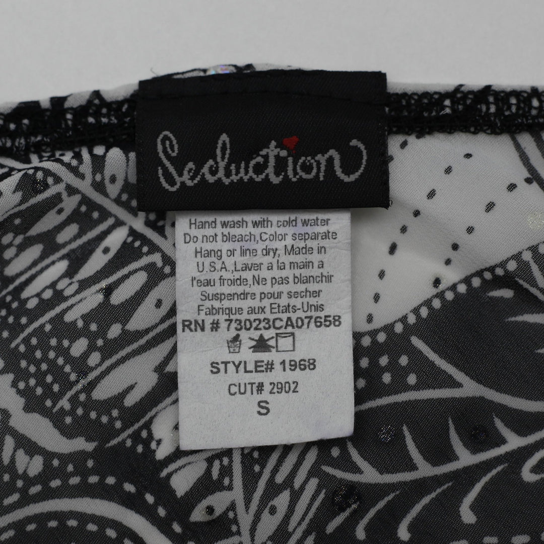 Y2K Ladies Seduction Tropical Halter Top with Lace Hem Size S
