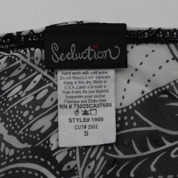 Y2K Ladies Seduction Tropical Halter Top with Lace Hem Size S