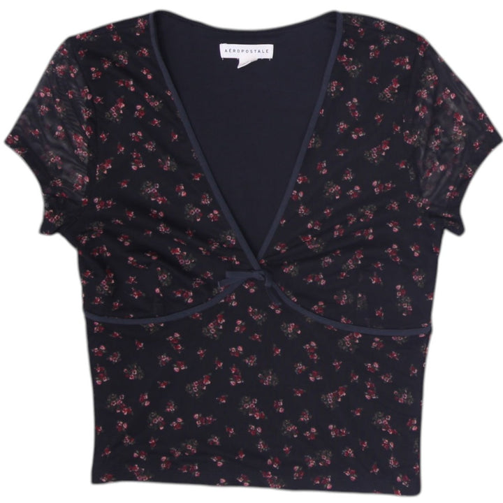 Y2K Ladies Aéropostale Y2K Ditsy Floral Cap Sleeve Empire Waist Crop Top