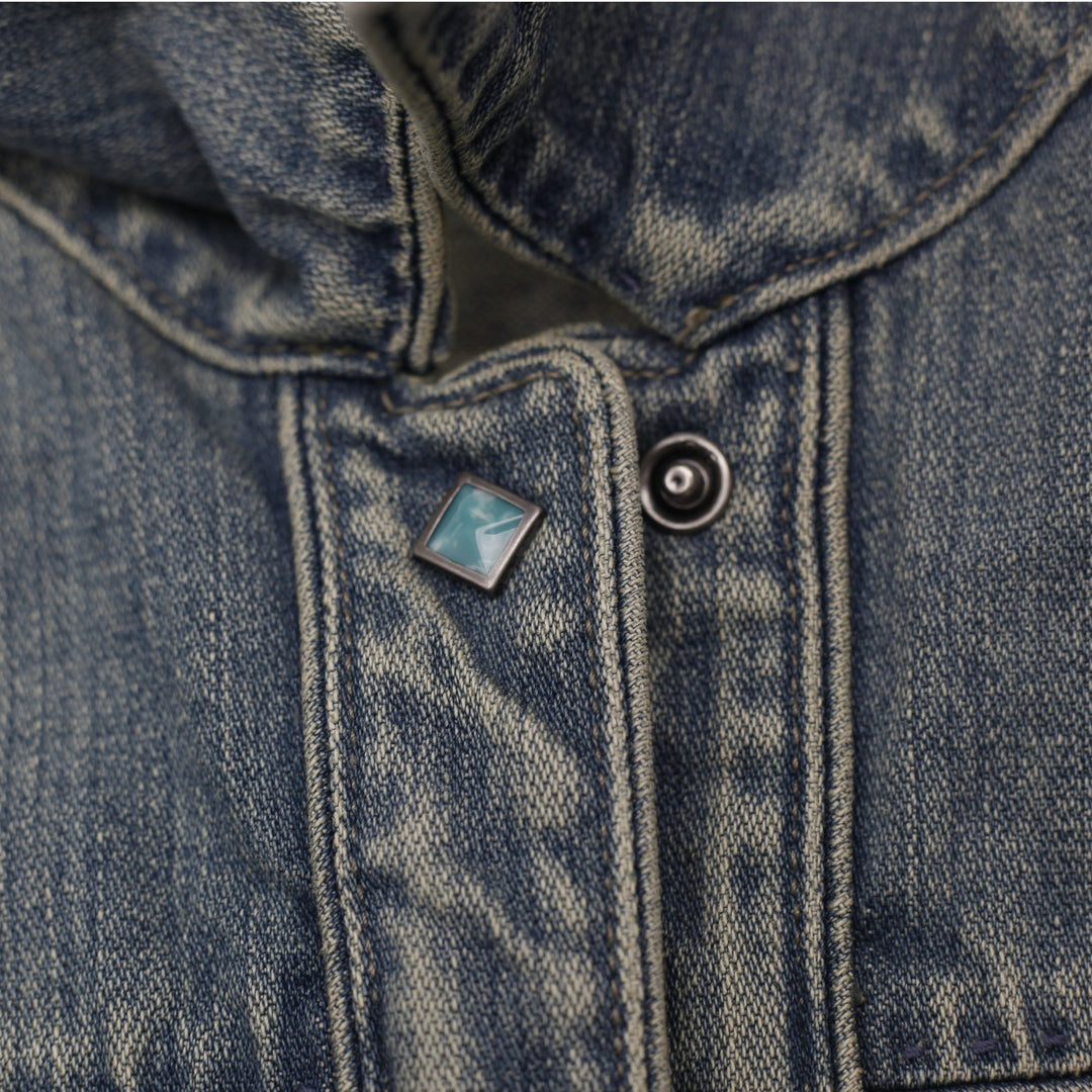 Ladies Dana Buchman Beaded Embroidered Floral Denim Jacket Light Blue Size 14