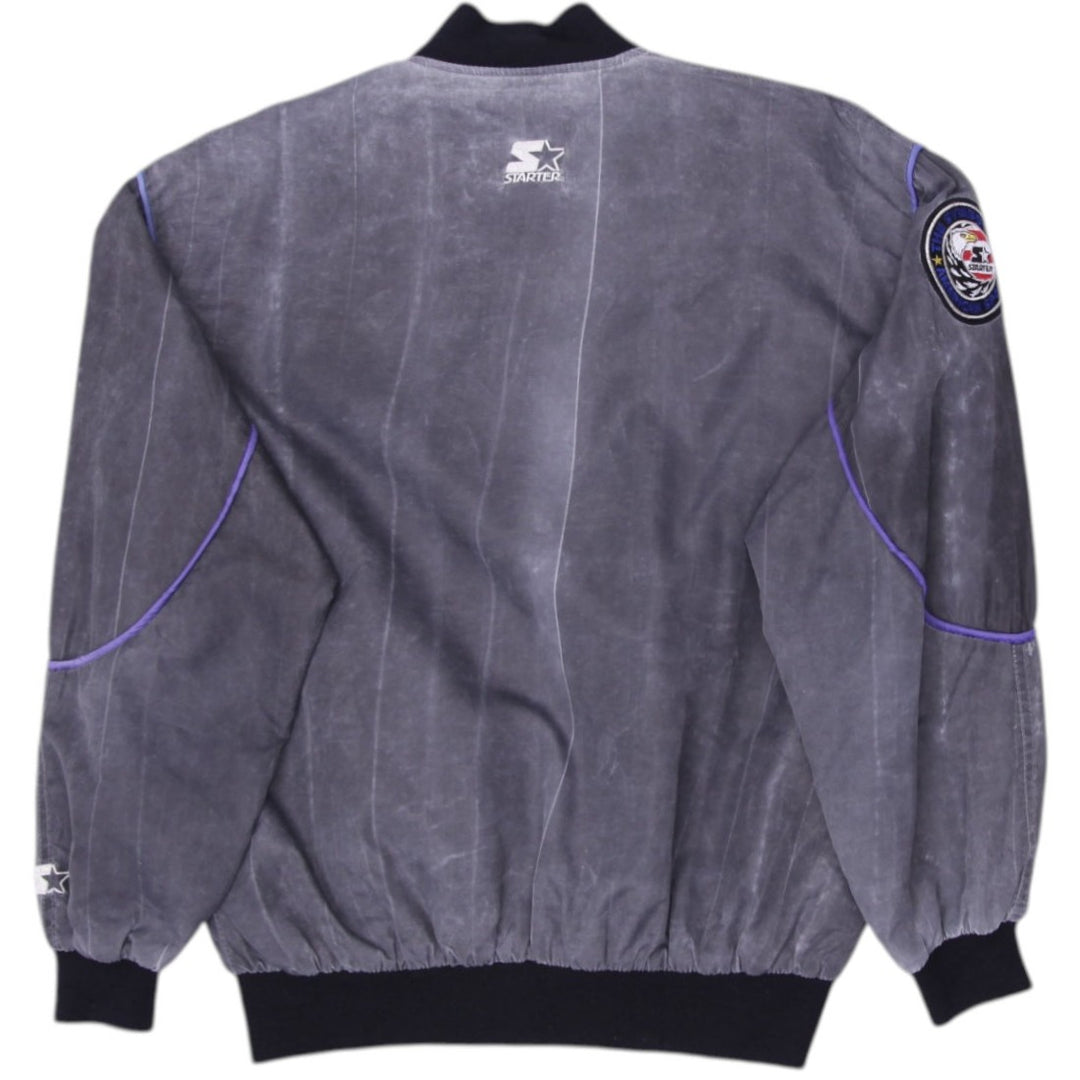 Vintage 90s Starter Los Angeles Lakers Mineral Wash Jacket Size XL | Migration_Jackets MJ DROP - Side View | Fashion Rerun