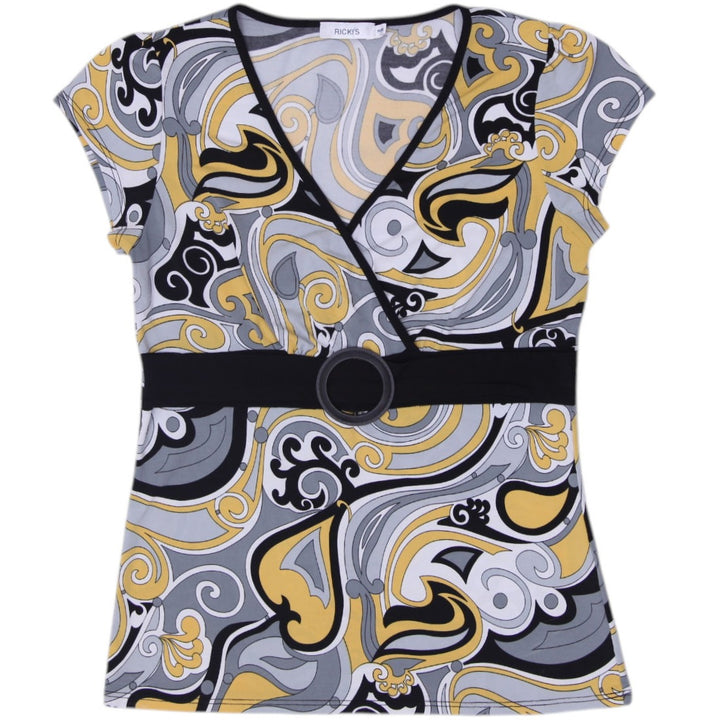 Y2K Ladies Rickis Psychedelic Paisley Crossover Top Size M