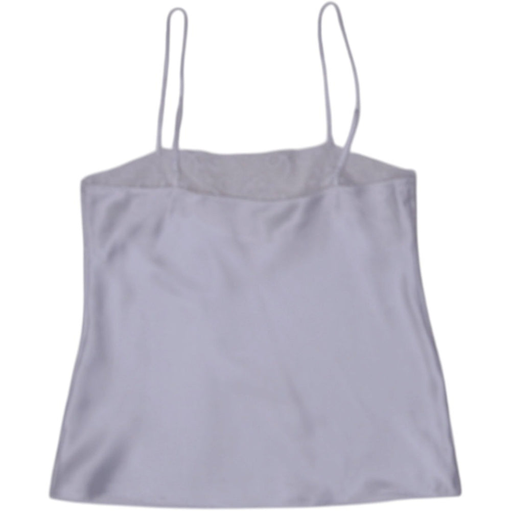 Y2K Ladies Camisole White Lace Trim Satin Top Size S | Migration_Tops - Side View | Fashion Rerun